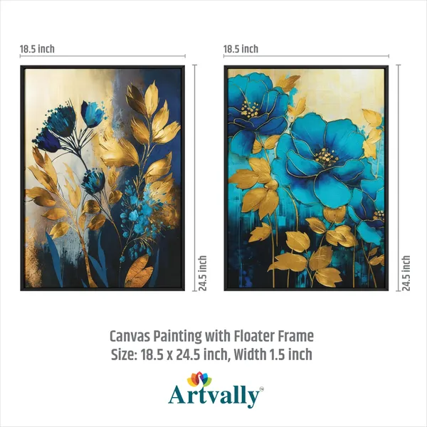 Abstract_Blue_Gold_Flowers_Luxury_Canvas_Wall_Painting