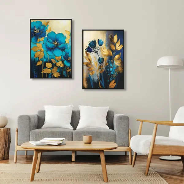 Abstract_Blue_Gold_Flowers_Luxury_Canvas_Wall_Painting