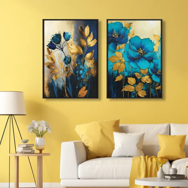 Abstract_Blue_Gold_Flowers_Luxury_Canvas_Wall_Painting