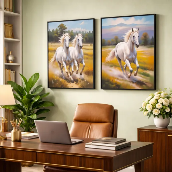 Majestic_White_Horses_Home_Decor_Canvas_Wall_Painting