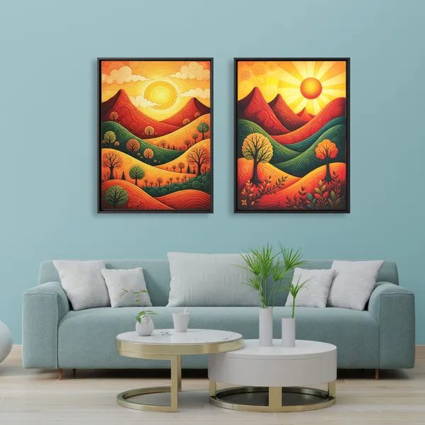 Golden_Sunset_Hills_&_Abstract_Nature_Framed_Canvas_Wall_Painting