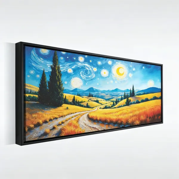 Golden_Fields_Starlit_Landscape_Framed_Canvas_Wall_Painting