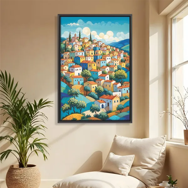 Hillside_Town_Landscape_Home_Decor_Canvas_Painting