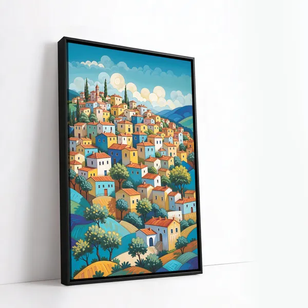 Hillside_Town_Landscape_Home_Decor_Canvas_Painting