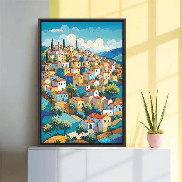 Hillside_Town_Landscape_Home_Decor_Canvas_Painting