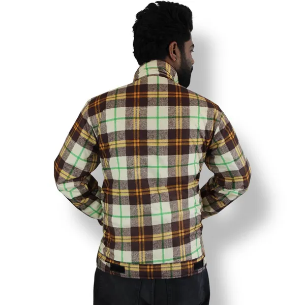 Yellow_Off_White_Checked_Casual_Jacket_For_Men