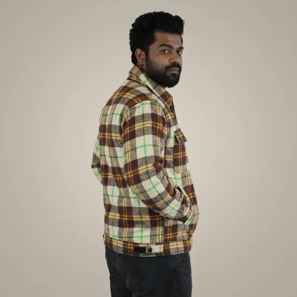 Yellow_Off_White_Checked_Casual_Jacket_For_Men