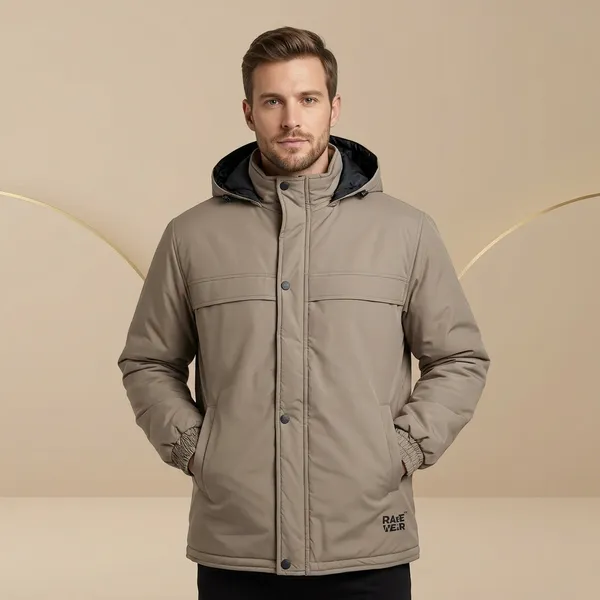 Beige_Polyester_Hooded_Winter_Jacket_For_Men