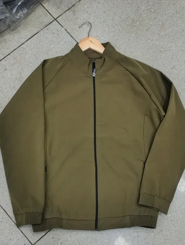 Olive_Polyester_Zip_Front_Jacket_For_Men