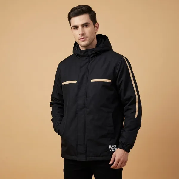 Black_Polyester_Zip_Front_Casual_Jacket_For_Men