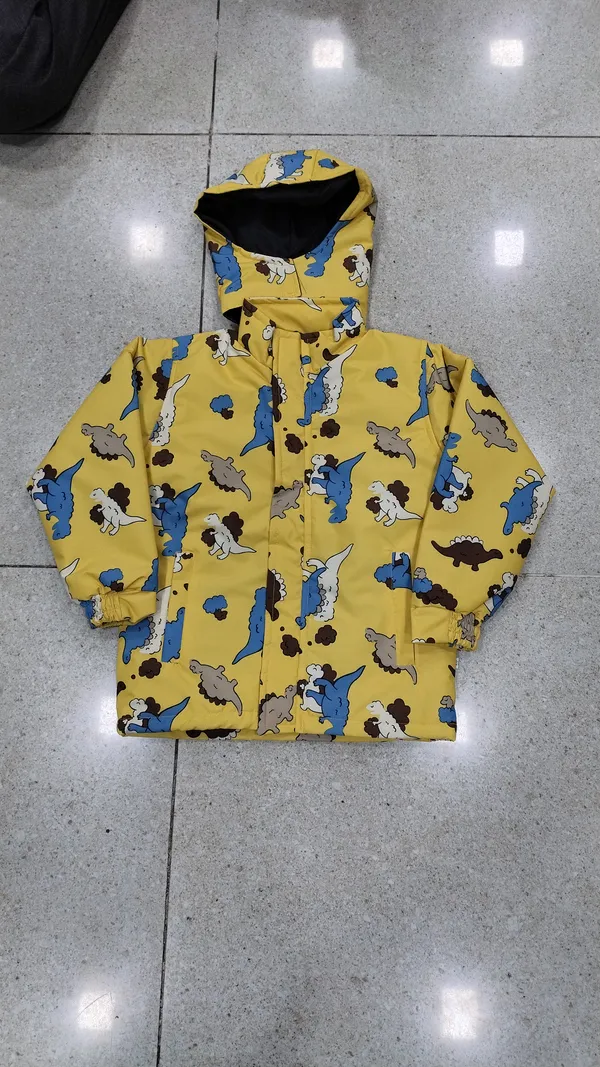 Yellow_Polyester_Dinosaur_Print_Hooded_Jacket_For_Boys