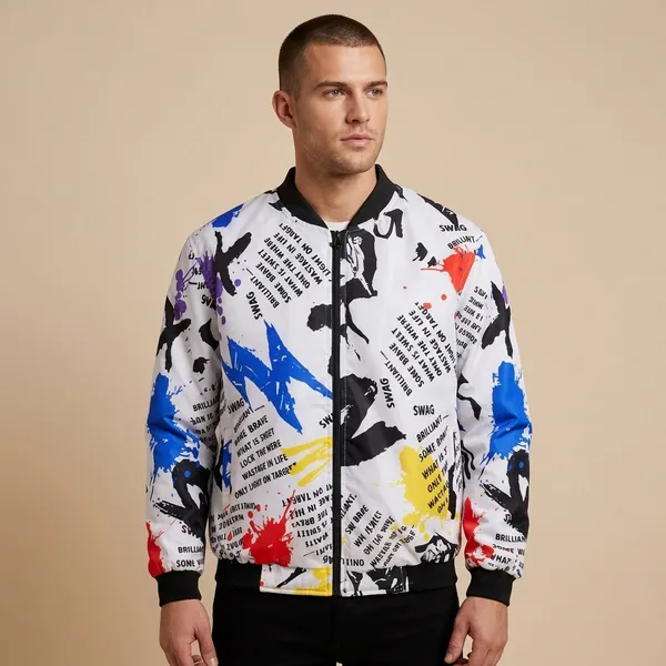 White_Polyester_Printed_Bomber_Jacket_For_Men