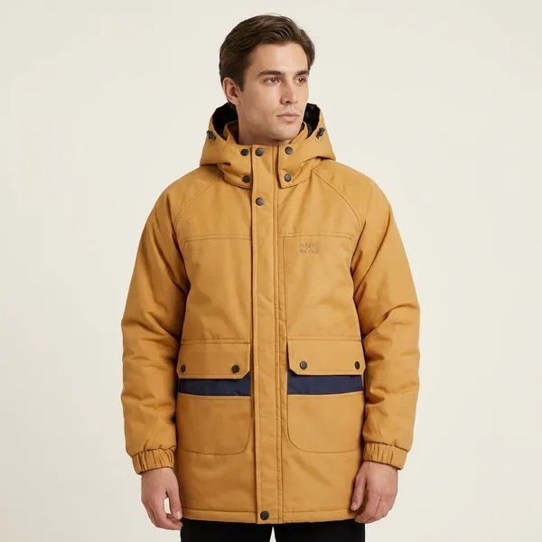 Mustard_Polyester_Hooded_Jacket_For_Men