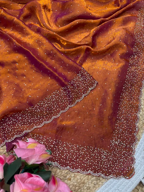 Rust_Orange_Embellished_Fancy_Saree