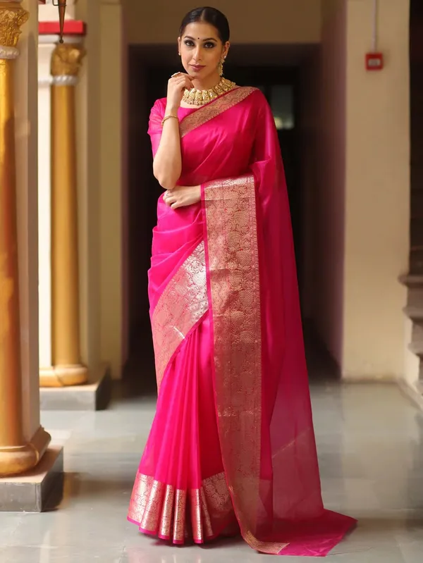 Pink_Organza_Banarasi_Saree