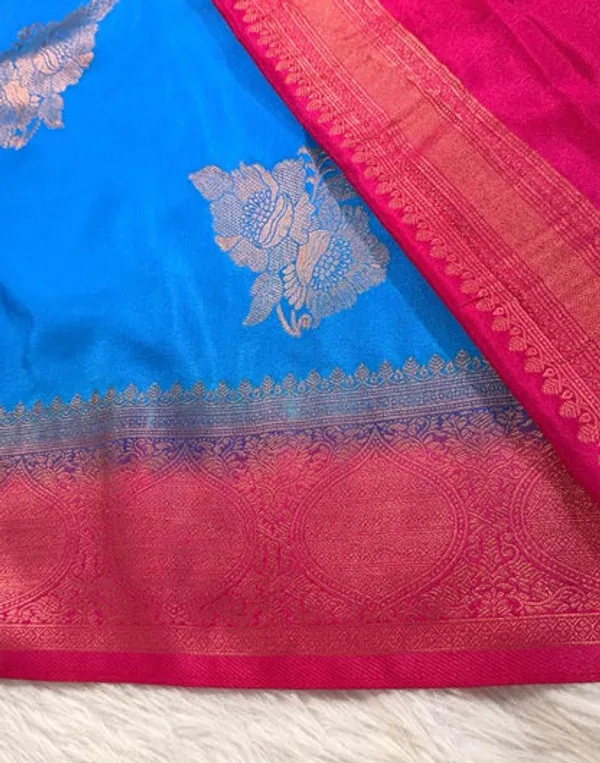 Blue_Pink_Semisilk_Banarasi_Saree