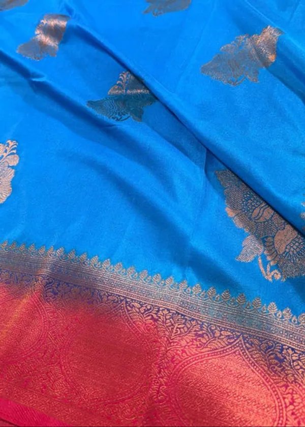 Blue_Pink_Semisilk_Banarasi_Saree