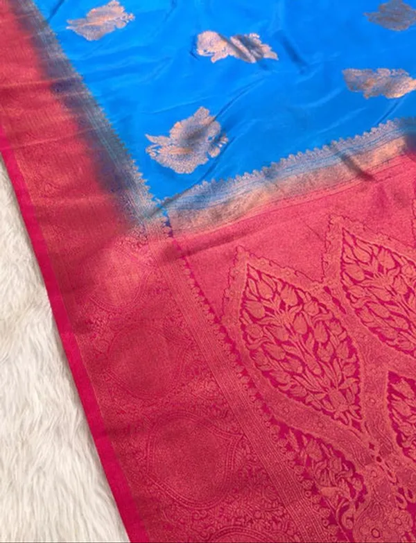 Blue_Pink_Semisilk_Banarasi_Saree