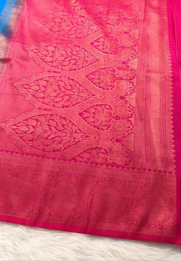 Blue_Pink_Semisilk_Banarasi_Saree