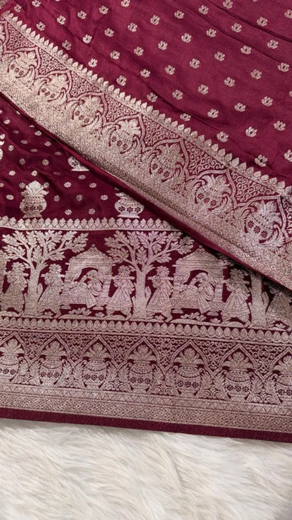 Maroon_Satin_Banarasi_Saree