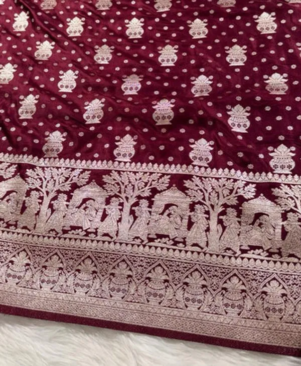 Maroon_Satin_Banarasi_Saree