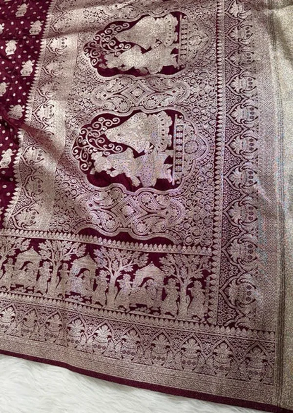 Maroon_Satin_Banarasi_Saree