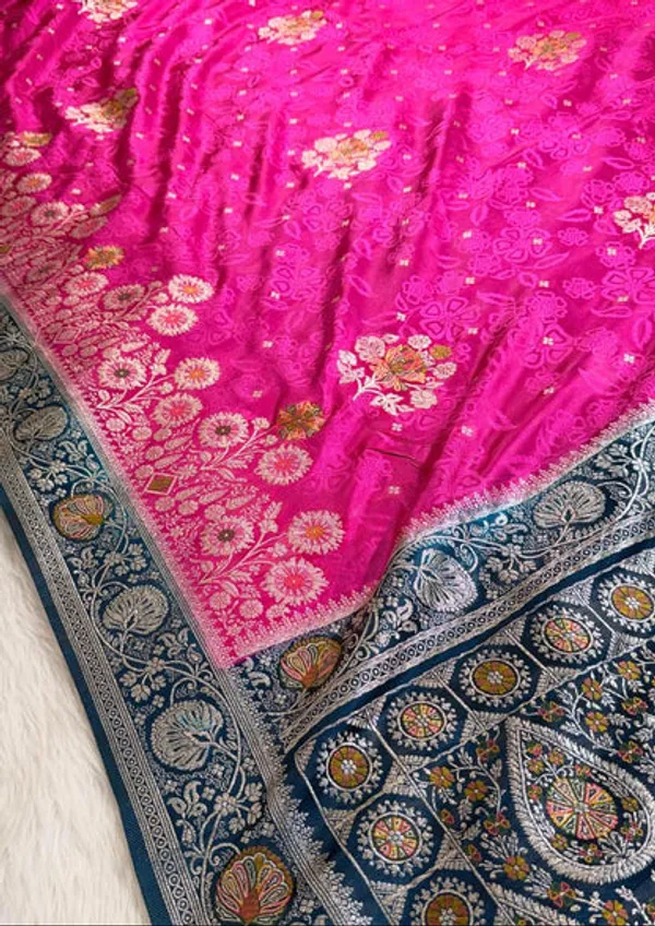 Rani_Pink_Satin_Banarasi_Saree