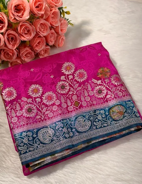 Rani_Pink_Satin_Banarasi_Saree