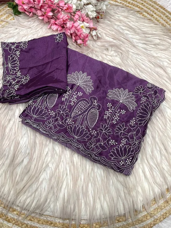 Purple_Embroidered_Fancy_Saree
