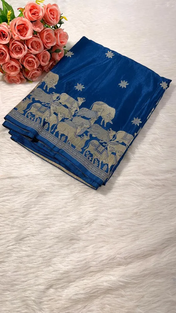 Blue_Crepe_Banarasi_Saree