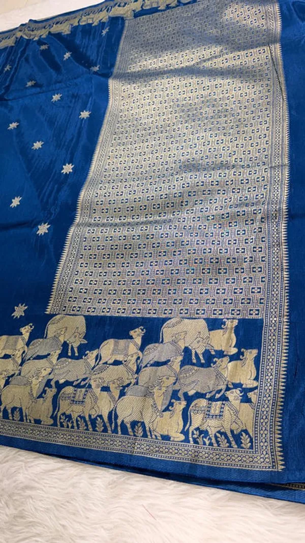 Blue_Crepe_Banarasi_Saree