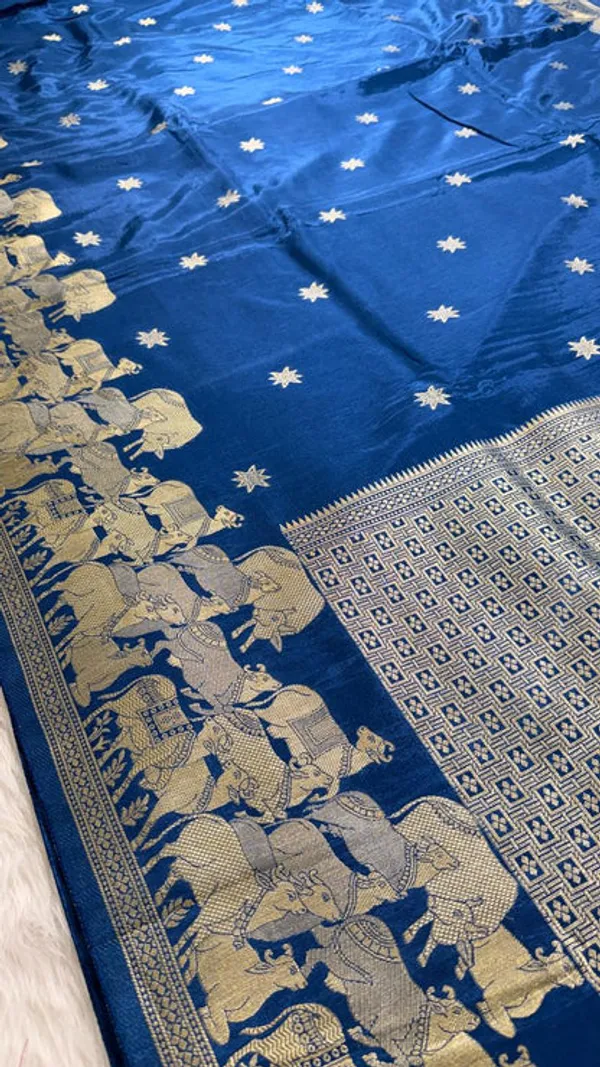 Blue_Crepe_Banarasi_Saree