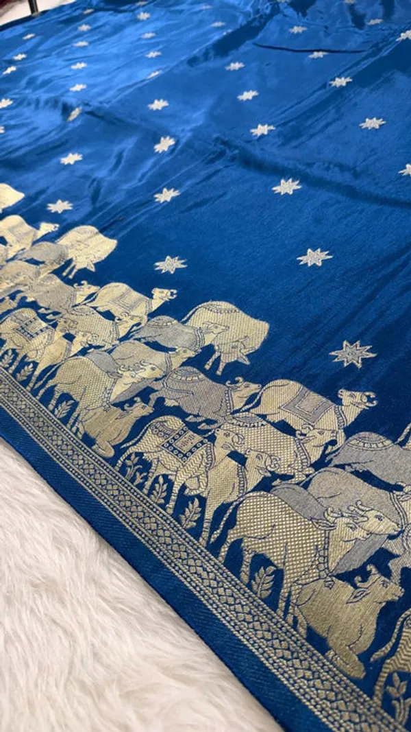 Blue_Crepe_Banarasi_Saree
