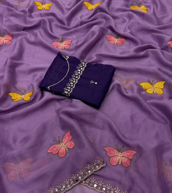 Purple_Butterfly_Chiffon_Saree