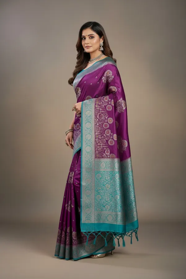 Purple_Satin_Banarasi_Saree