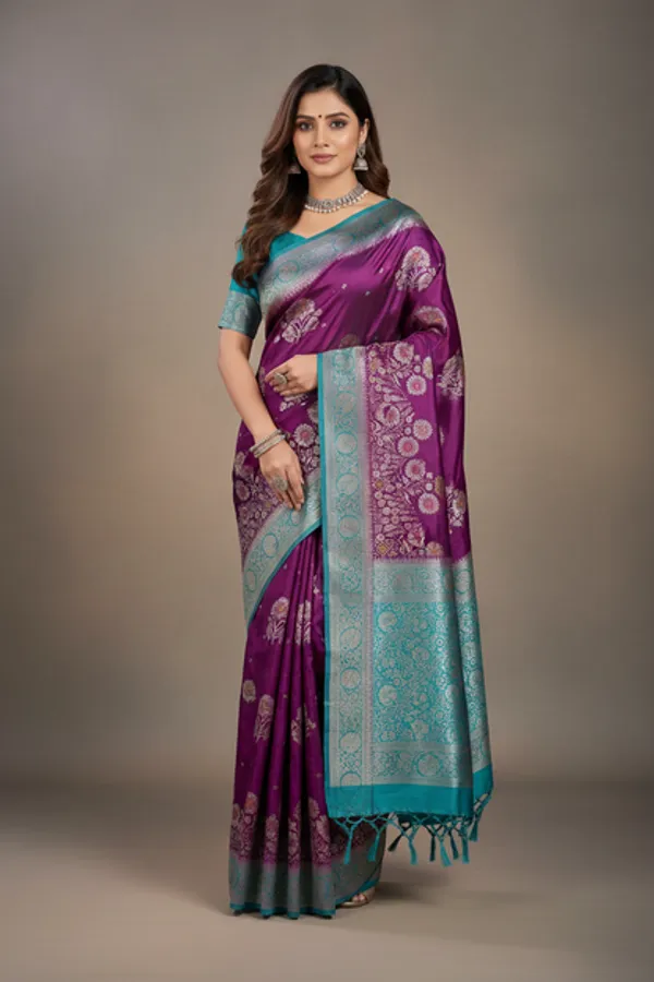 Purple_Satin_Banarasi_Saree