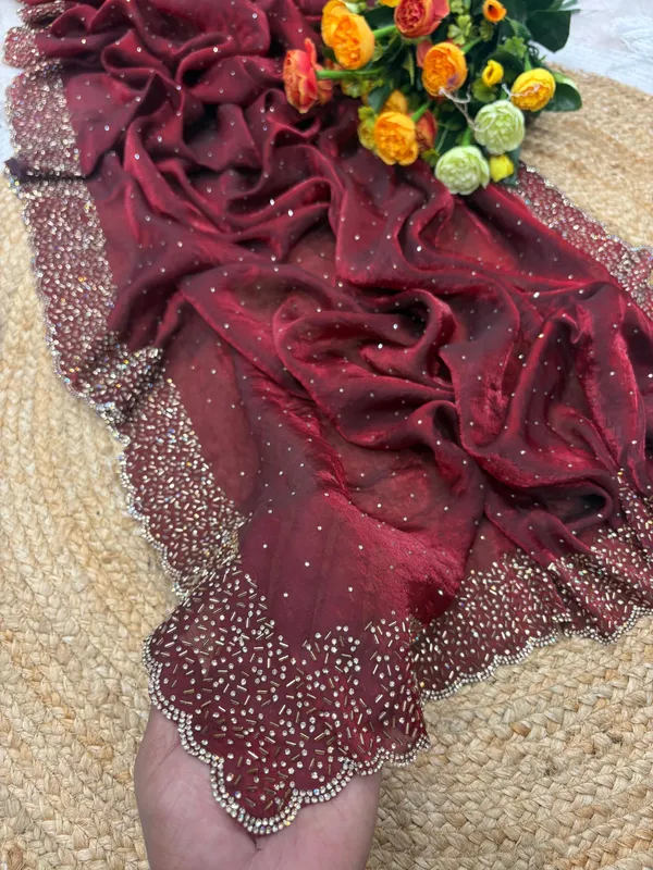 Maroon_Embellished_Fancy_Saree
