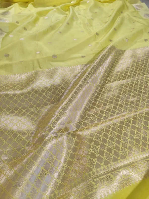 Lime_Yellow_Raw_Mango_Banarasi_Saree