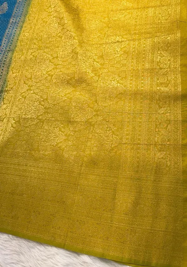 Blue_Yellow_Semisilk_Banarasi_Saree