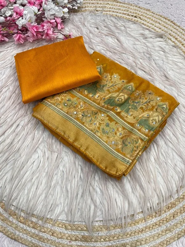 Yellow_Embellished_Chiffon_Saree