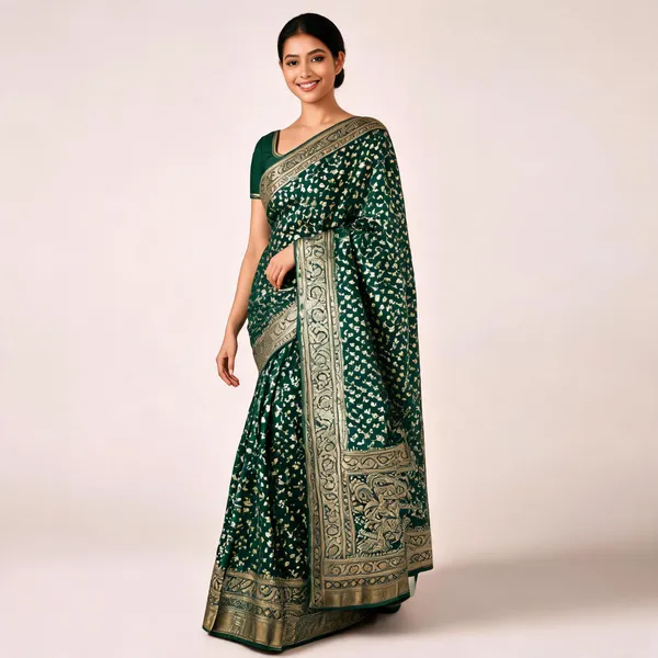 Bottle_Green_Georgette_Banarasi_Saree