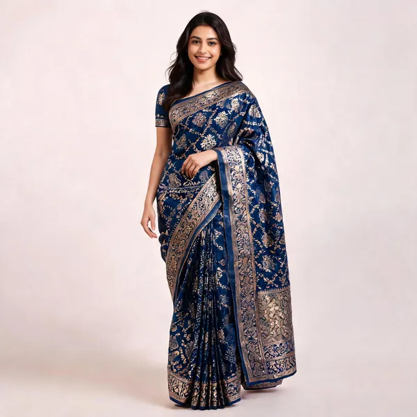 Navy_Blue_Georgette_Banarasi_Saree