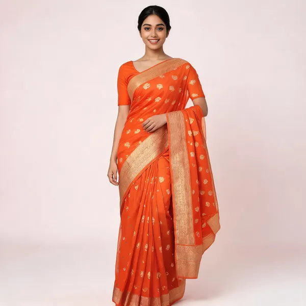 Orange_Georgette_Banarasi_Saree