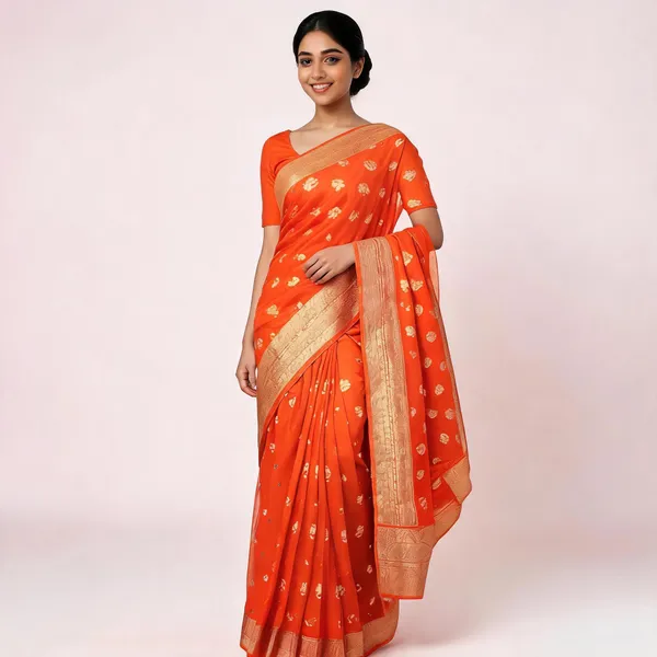 Orange_Georgette_Banarasi_Saree