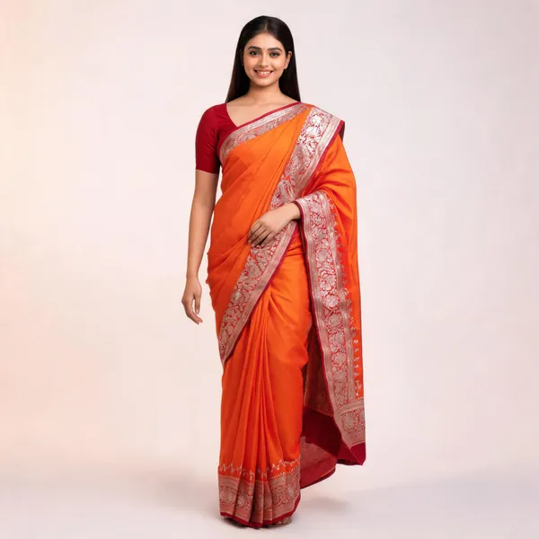 Orange_Katan_Silk_Banarasi_Saree