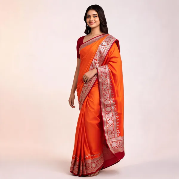 Orange_Katan_Silk_Banarasi_Saree