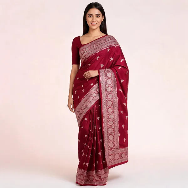 Maroon_Mashru_Banarasi_Saree