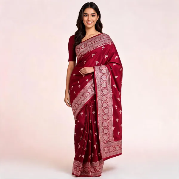 Maroon_Mashru_Banarasi_Saree