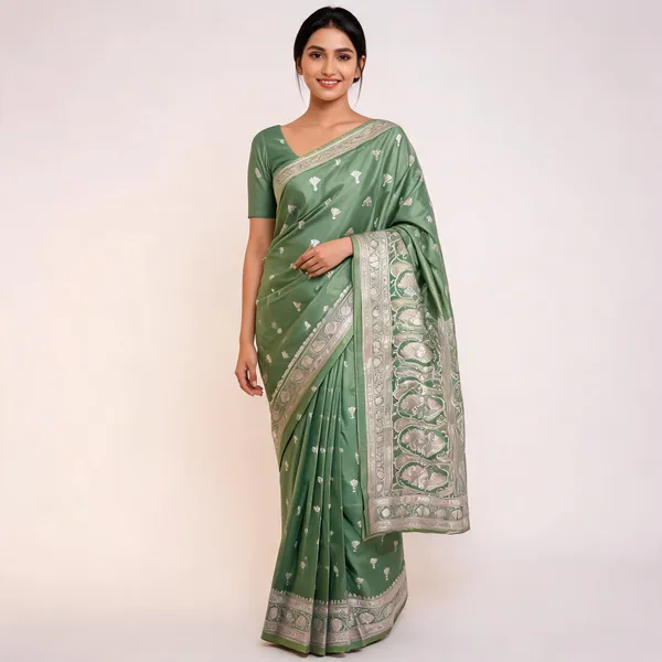 Pistachio_Green_Mashru_Banarasi_Saree