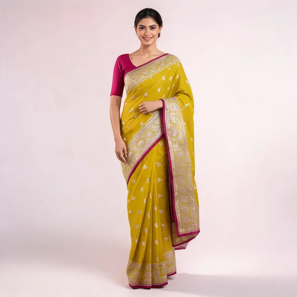 Lemon_Yellow_Mashru_Banarasi_Saree